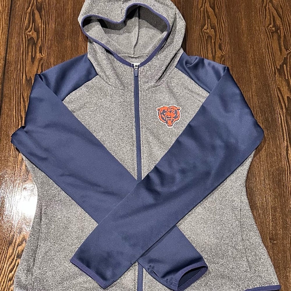 NFL Chicago Bears Women's Gray and Navy Hooded Fleece Jacket